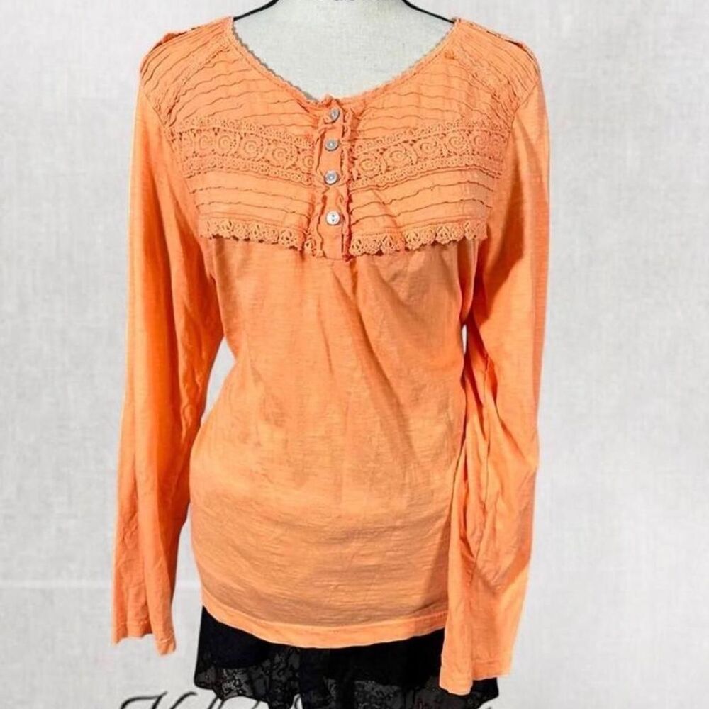 Fairycore Long Sleeve Peach Quarter Button Up Top
